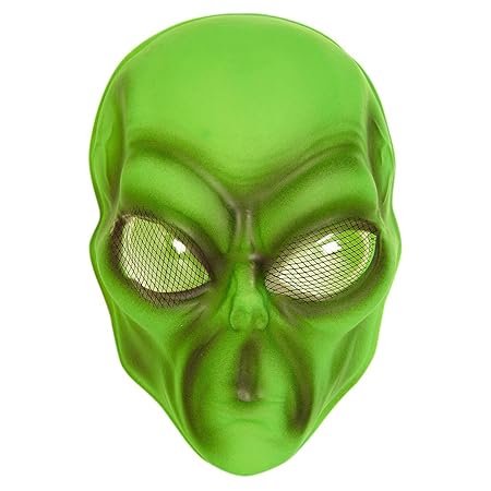 Alien Maske mit Facettenaugen Außerirdischer Kopf UFO Vollmaske Intergalaktische Faschingsmaske Space Spaßmaske Karnevalsmask