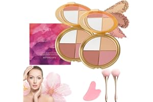 Highlighting Eye & Cheek Palette, Highlighting Eye & Cheek Palette, 4-In-1 Highlight Shades Makeup for Blush, Eyeshadow And H