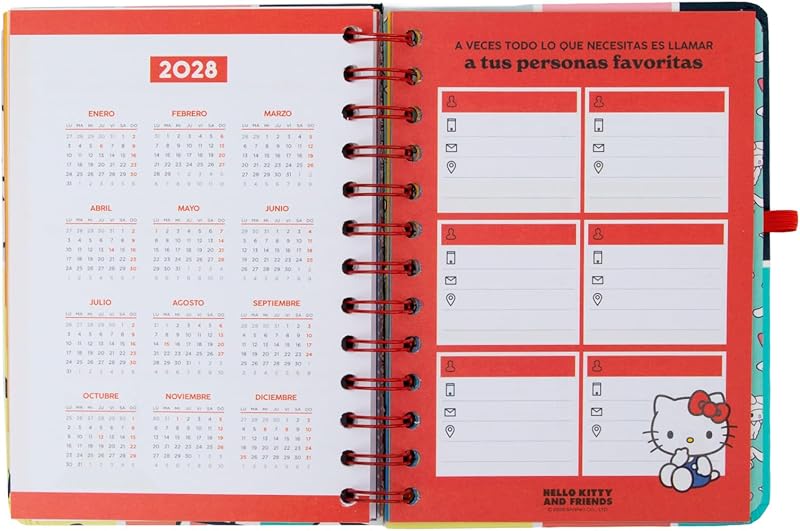 - Hello Kitty 2026-2027 Conjunto Pequeno de Agenda Semanal Escolar + 3 Canetas Apagáveis – Planeador Compacto com Autocolantes