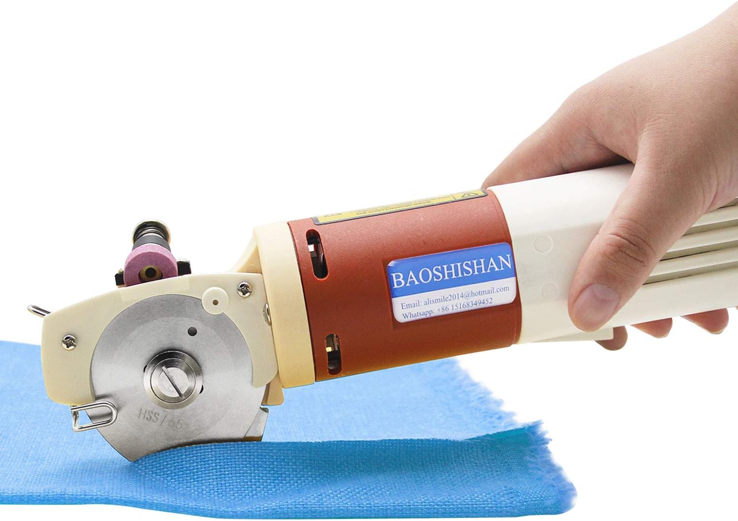 BAOSHISHAN Electric Fabric Scissors Cloth Cutter Cutting Machine for Multi-Layer Carpet Leather Rubber Cardboard with Replaceable 65mm Round Blade 110V