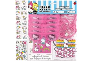 Hello Kitty Birthday Party Supplies Favors Set - 88 Pieces - Novelty Glasses, Charm Bracelets, Tattoos, Activity Sheets, Emer
