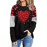 jusgai Valentine's Sweatshirt for Women: Cute Love Heart Stripe Splicing Sleeve Raglans Shirt Clothes Tops