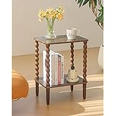 Fultyle Side Table, Small End Table with Storage Shelf, 2-Tier Small Coffee Tables Living Room for Bedroom, Narrow Spaces (Ru