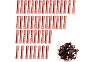 Cold Wave Perm Rods Set 48 Pack – Long Pink Plastic Hair Curlers with Rubber Bands for Women’s Styling Tools, 3.15 Inch Rolle