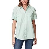 Gloria Vanderbilt Womens Amanda Button Down Shirt with Cuffed Short Sleeves and Patch Pockets Standard