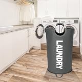 Maxsilan 90L Large Laundry Basket Freestanding Collapsible Hamper Dark Grey view 9