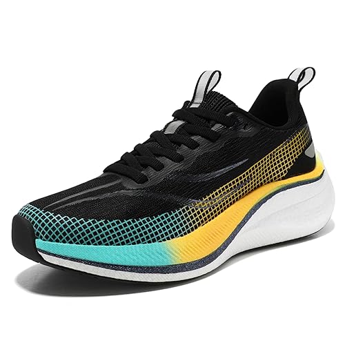 STQ Running Shoes Women Road Tennis Sneakers Workout Walking Fitness Athletic Sport Arch Support Carbon Plate Non Slip Supportive Cushioned Ladies Cross Training Shoe Black White Size 6