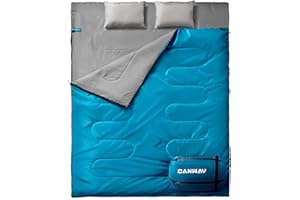 CANWAY Double Sleeping Bag for Adults 2 Person Sleeping Bag with 2 Pillows for Camping Queen Size Sleeping Double Adult Bag S