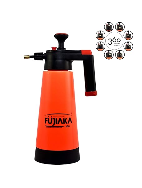 Fujiaka WS/360 Garden Handheld Pressure Sprayer with Rotating Nozzle-HDP Plastic- 2 litres-(Orange and Black)