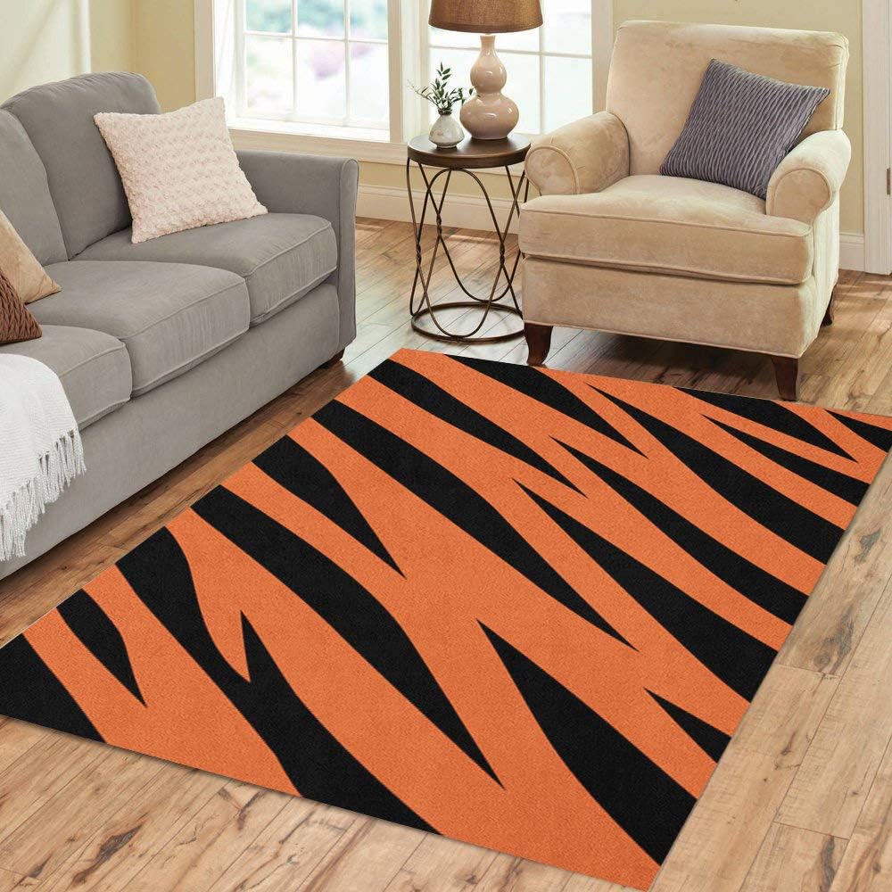 Amazon Com Semtomn Area Rug 3 X 5 Strip Tiger Abstract Orange