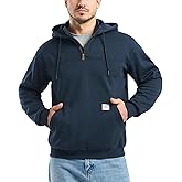 HISEA Men's Fleece Work Hoodies, Water Resistant Hooded Sweatshirt, Heavyweight Quarter Zip Winter Insulated Pullover