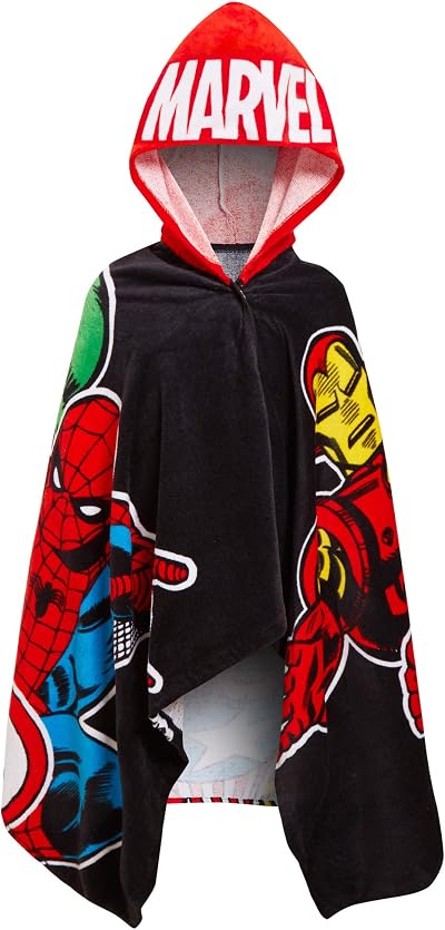 Marvel Kids Avengers Hooded Towel Spider-Man Hulk Captain America Poncho
