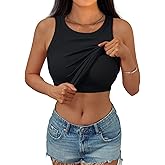 AUTOMET Women's Tank Tops with Built in Bras,Ribbed Racerback Workout & Casual Summer Tops, Comfy Daily Wear and Layering