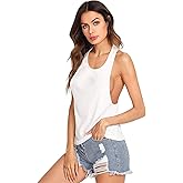 SweatyRocks Women's Sleeveless Flowy Loose Fit Racerback Yoga Workout Tank Top