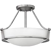 Hinkley Hathaway Transitional Three Light Semi-Flush Mount, Antique Nickel