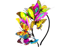 ASHONE Women Butterfly Headband Fascinator Hat Monarch Festival Crown Fashion Party Favor Christmas Halloween (Rainbow)
