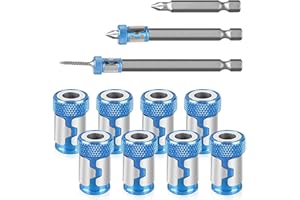 8 Pieces Magnetic Screw Ring Metal Bit Magnetizer Ring Screw Magnetic Holder for 1/4 Inch Hex Screwdriver and Power Bits, Blu