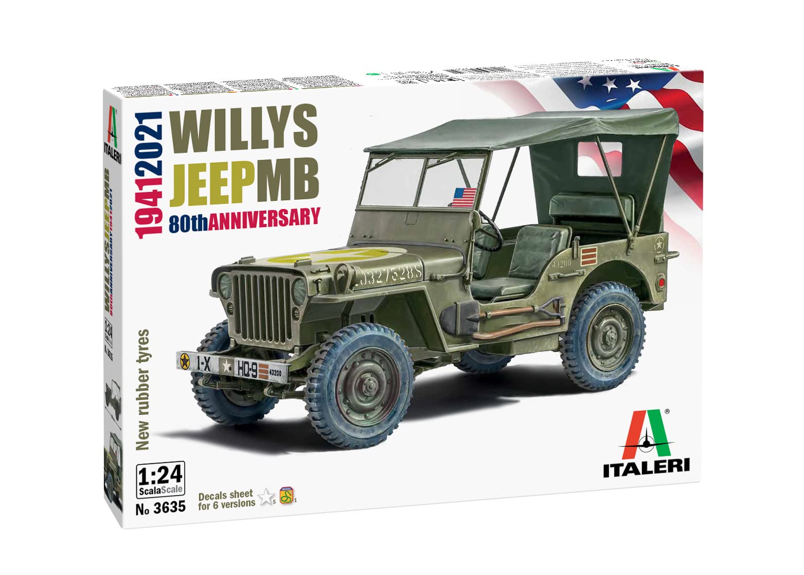 Italeri 1:24-1/24 Willys Jeep MB