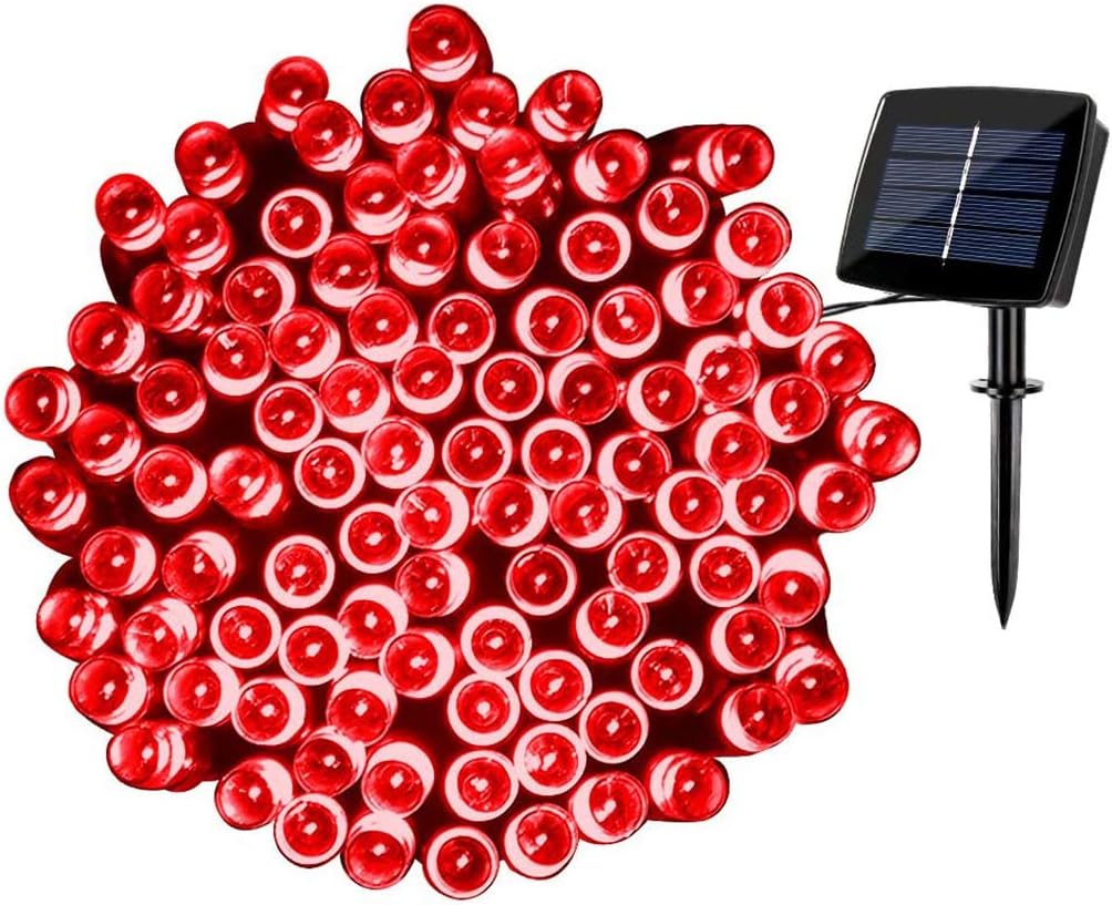 Solar Christmas Fairy String Lights Outdoor Waterproof, WOOHAHA 72ft 200LED Updated Version Solar Powered LED String Lights for Patio Garden Party(Red)