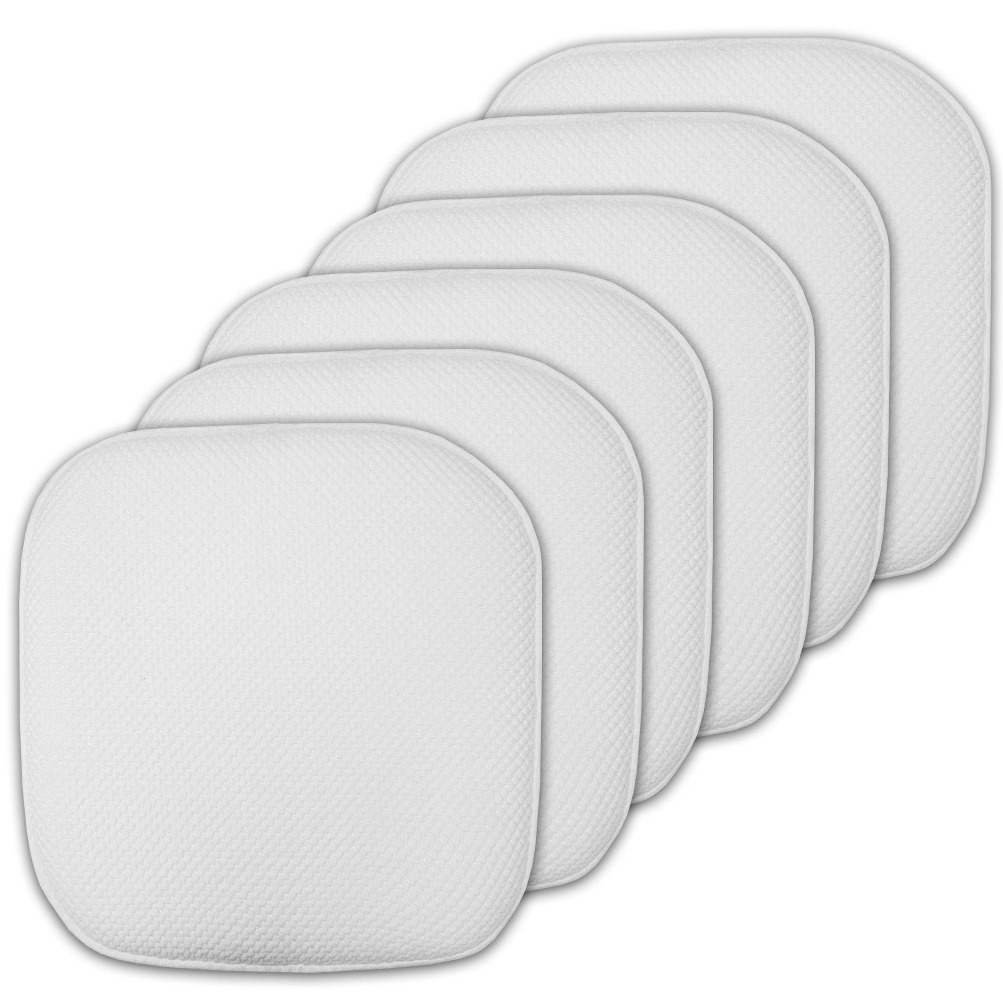 Sweet Home Collection Cushion Memory Foam Chair Pads Honeycomb Nonslip Back Seat Cover 16" x 16" 6 Pack White Image