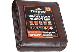 Tarpco Safety Extra Heavy Duty 14 Mil Tarp Cover, Waterproof, UV Resistant, Rip and Tear Proof, Poly Tarpaulin with Reinforce