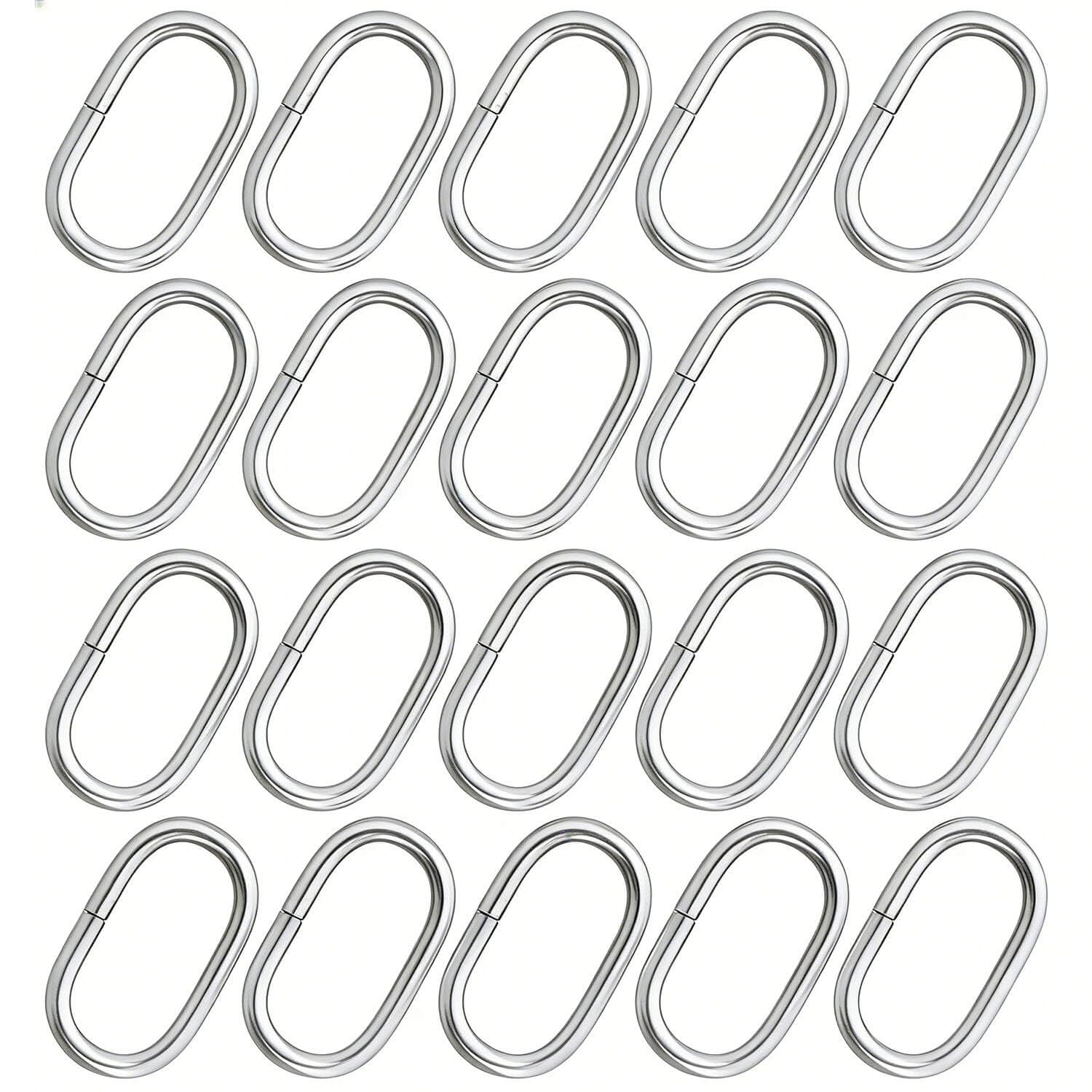 BIKICOCO 1-1/4'' Metal Oval Ring Buckle Loops Non Welded for Leather Purse Bags Handbag Straps, Silver - Pack of 20