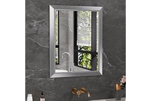 Amorho 24x30 Inch Bathroom Mirror Silver, Thick Metal Framed Wall Mirrors for Over Sink, Brushed Nickel Mirror Perfect for Bedroom, Living Room, Entryway, Rectangle (Horizontal/Vertical).
