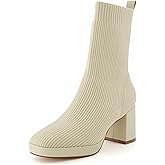 CUSHIONAIRE Women's Bancroft Stretch platform heel boot +Memory Foam, Wide Widths Available