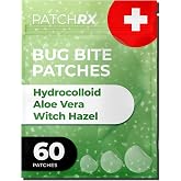 PatchRx Bug Bite Patches for Kids &amp; Adults, 60 Ct, Mosquito Bite Stickers | Hydrocolloid bug bite patches with aloe vera &amp; witch hazel. A cushioned cover that helps keep little fingers from scratching.
