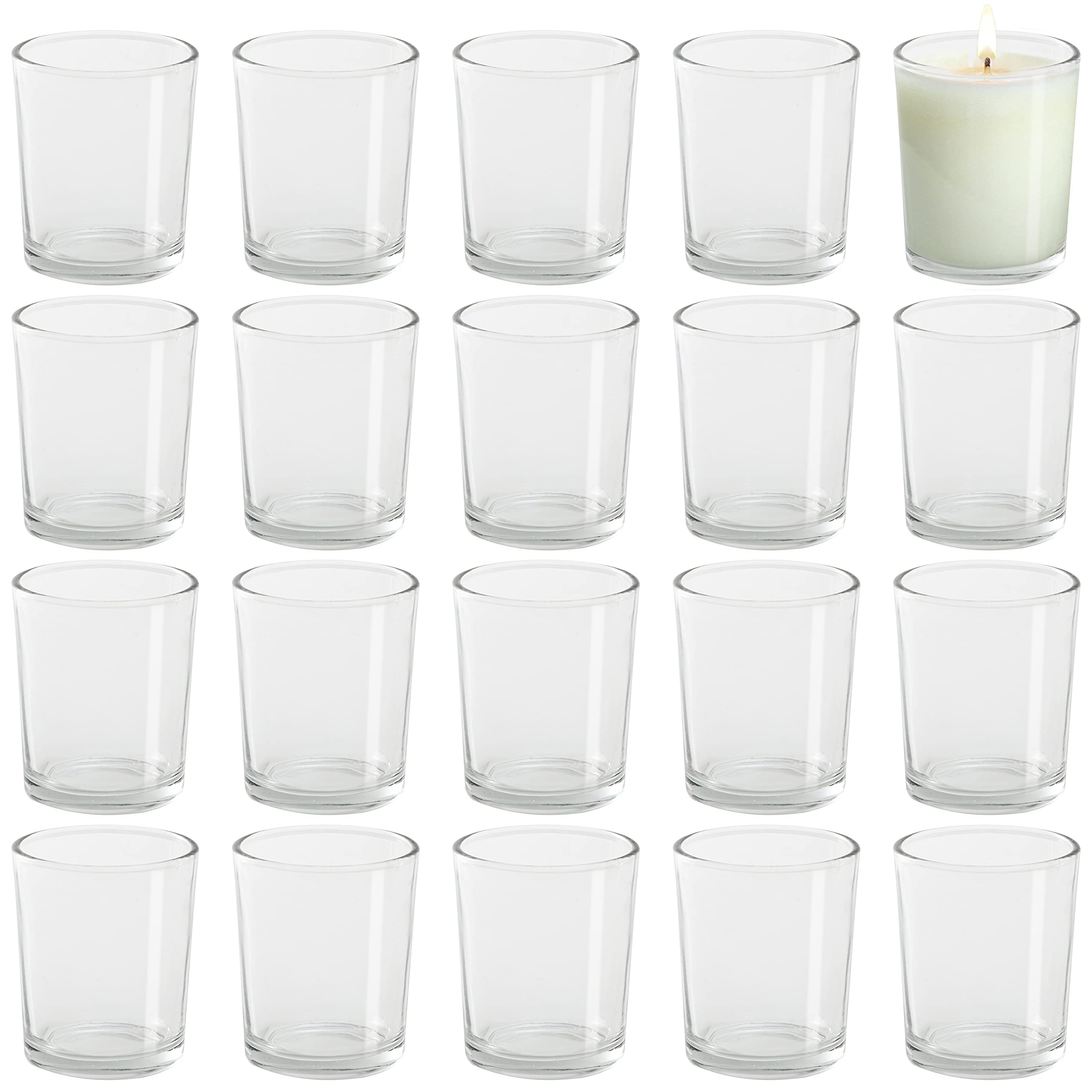 BELLE VOUS 72 Pack Clear Glass Votive Tealight & Candle Holder Set - W5 x H6.5cm/1.97 x 2.56 Inches - Crystal Cylinder Centrepiece - Home Ornament, Wedding Table Decoration & Aromatherapy Gift