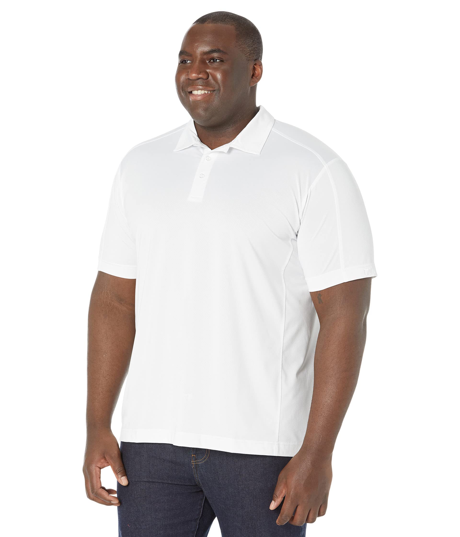 Cutter & Buck Mens Prospect Textured Stretch Polo Shirt, White, 4X-Large Big US Image