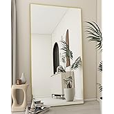 Koonmi 76"x34" Floor Mirror Full Length, Bedroom Floor Body Mirror with Stand, Large Gold Mirror, Leaning, Standing or Hanging Horizontally/Vertically