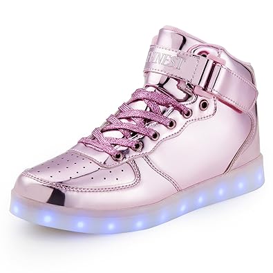 AFFINEST Kinderschuhe High Top LED Aufladen Schuhe Blinken Fashion Sneakers for Boys Girls Halloween Weihnachten