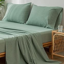 MooMee Bedding Sheet Set 100% Washed Cotton Linen