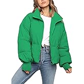 UANEO Puffer Jacket Womens Oversized Cropped Puffy Quilted Winter Jackets Coat
