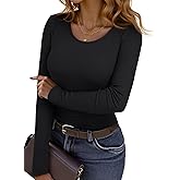 Dokotoo Women's Thermal Shirts Long Sleeve Light Fleece Lined Undershirt Warm Slim Fit Basic Tops