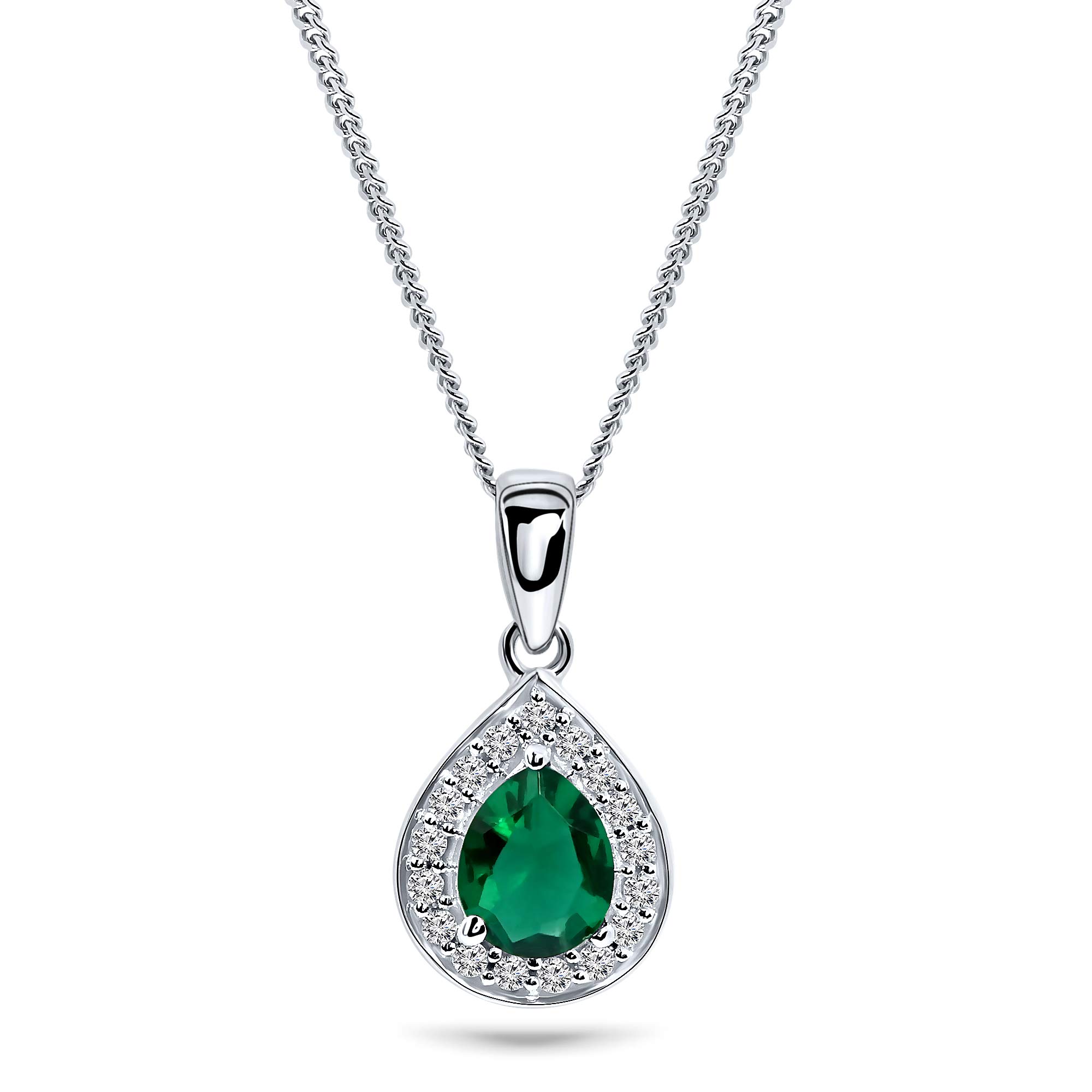 MIORE necklace in 9 kt 375 white gold with diamonds and emerald, length 45 cm