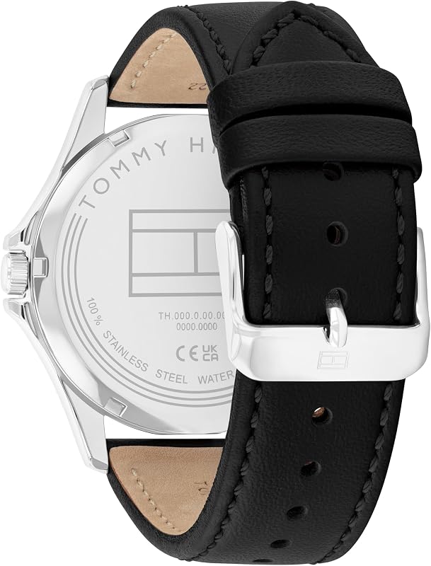 Orologio con Movimento al Quarzo a Tre Lancette da Uomo con Cinturino in Pelle Nero - 1710668, Black
