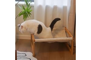 kiplant Large Cat Bed, Cat Hammock Bed, Bamboo Wood Cat Hammock for Outdoor, 21 X 16.5 Inch Elevated Pet Furniture Suitable for Kitty, Puppy, Rabbit, Bunny and Small Animal