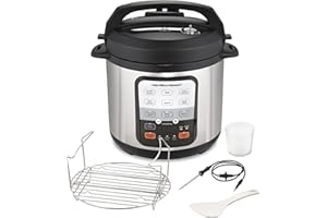 Hamilton Beach 6-in-1 Electric Pressure Cooker with Temperature Probe, Slow Cooks, Sautés, Browns, Steams, Rice Function, Egg