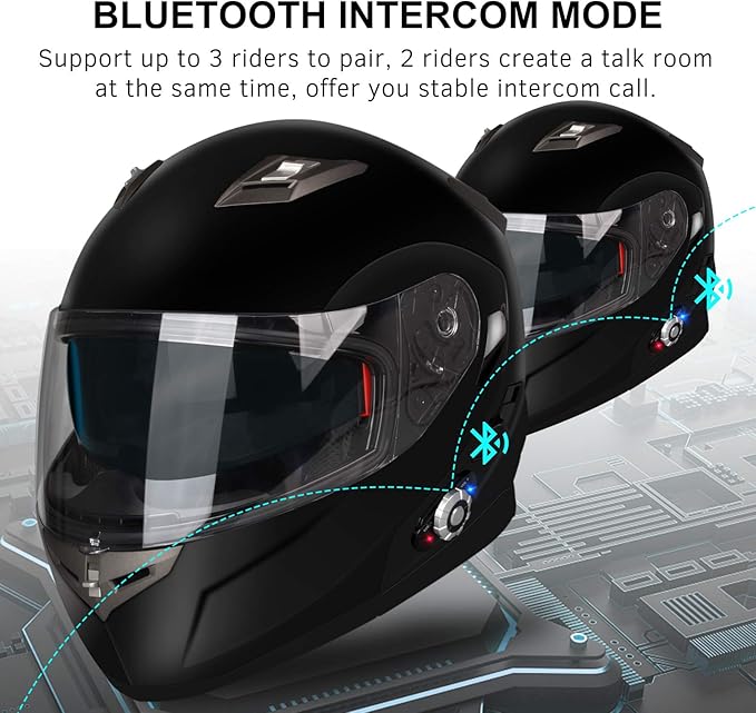 DOT Approved Helmet Builtin Mp3 FM Radio Integrated Communication System Modular Flip