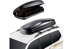 VEVOR Rooftop Cargo Carrier, 14 Cubic Feet Roof Cargo Box, ABS Hard Shell Roof Box, with Dual-Sided Opening and 2 Reinforced 
