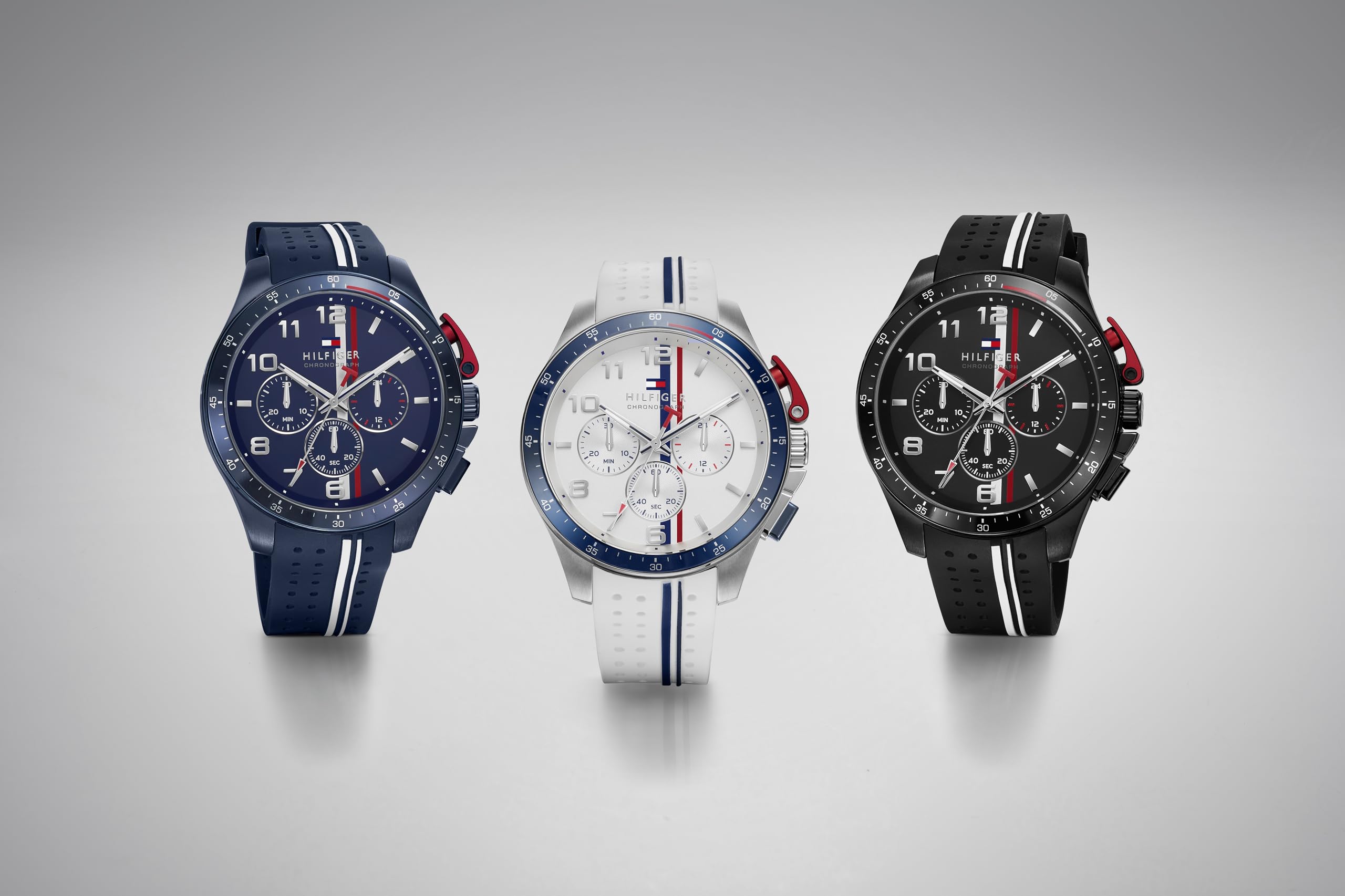 Tommy Hilfiger Men's Chronograph Watch - Racing-Inspired, Sporty Design - Silicone Strap - 5 ATM Water Resistance - Bold and Stylish Timepiece - Gift for Him - 46mm