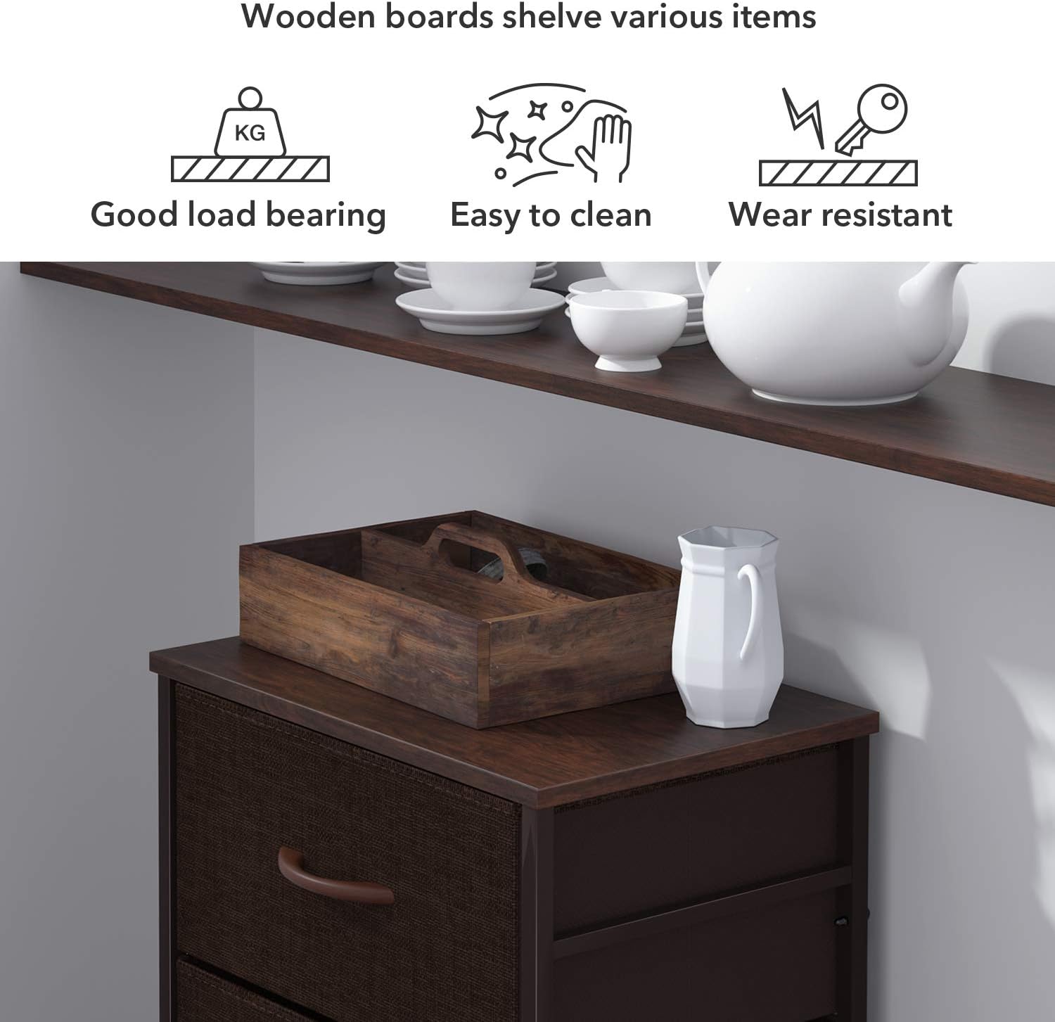 ROMOON Dresser Organizer with 4 Drawers, Fabric Dresser Tower for Bedroom, Hallway, Entryway, Closets - Espresso: Home & Kitchen