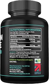 SS Sport Magnesium Glycinate 1500mg with Vitamin B6 120 Caps High Strength view 2