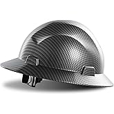 LANON Full Brim Hard Hat, OSHA Construction Work Approved, Premium Charcoal Gray Design, FRP Safety Helmet with 4 Point Adjustable Ratchet Suspension, Class C