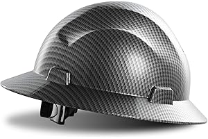LANON PROTECTION LANON Full Brim Hard Hat, OSHA Construction Work Approved, Premium Charcoal Gray Design, FRP Safety Helmet with 4 Point Adjustable Ratchet Suspension, Class C