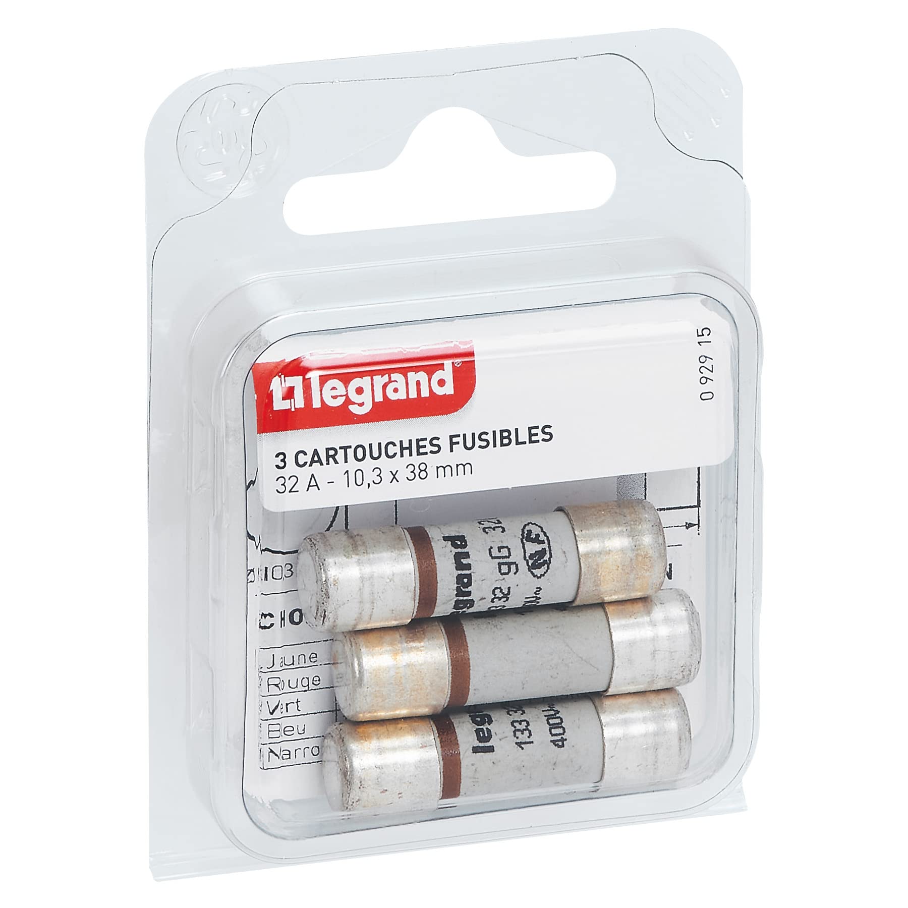 Legrand LEG92915 Fuse Cartridge for Fuse Holder without LED Indicator 32 A 7360 W 10.3 x 38 mm