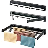 HOUSEBLISS Wall Mounted Drying Rack, Aluminum Collapsible, 88 lbs Capacity, Foldable Laundry Rack for Drying Clothes (Black)