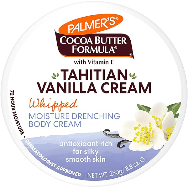 PALMER’S COCOA BUTTER FORMULA BODY CREAM, MOISTURE DRENCHING TAHITIAN VANILLA, 8.8 OZ, 72HR HYDRATION WITH SHEA BUTTER & VITAMIN E FOR SOFTER SKIN, PROTECTS & SOOTHES DRYNESS, DERMATOLOGIST APPROVED